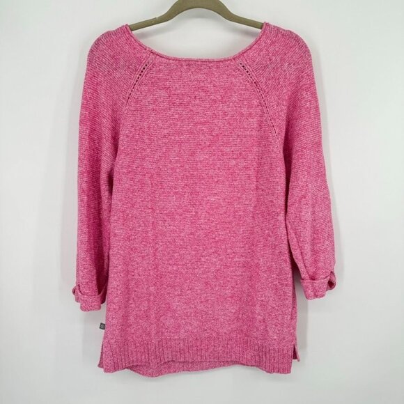 T by Talbots Pink Sweater Womens Large t Cotton Knit Pullover 3/4 Sleeve - Picture 9 of 11